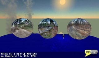 After my adventures playing around Second Life with AutoStitch, I decided to go out and use it for what it was ment to be used for. I grabbed a ton of photos in the woods behind my house. After making the trip back home, I was able to stitch them together and bring them into Second Life. I made 3 virtual globes of real life scenes. Pretty cool stuff. I may make a ton more of these for a photo gallery of sorts. From Dedric Mauriac via blogHUD