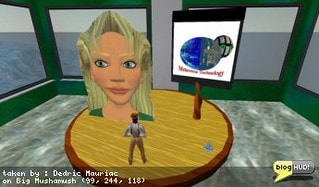 I found an artificial intelligence bot over in Big Mushamush. Well, it's hard to even consider it as a bot. It's just a giant prim with a picture of an avatar woman slapped on the front and can't move. I tried to have a conversation with it, asking questions like its name, or what it does. Every question got the same response, " I'm sorry. My responses are limited. You must ask the right questions". I even tried a simple "Hello", "Hi", "Bye" and got the same response. To add insult to my experience, Metaverse Technology is selling the bot itself at 6999 L$ (about 25 US$). I love playing with AI bots, but this one is horrible. I can't have a descent conversation with it. From Dedric Mauriac via blogHUD