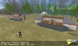 I took a visit to the homestead sim and learned a little bit about the benefits of SL to architects. The architect on this sim was able to communicate with someone in another country and build up mock-houses with the client in SL. The home was to be built in the states. No phone, no emails, no other exchanges except SL text-chat. Within a few hours, they had a mock-up home setup as well as an environment of the surrounding areas vinyard. It's neat to look at some of the sketches and blue prints around seeing how this all came about. I imagine a lot more architects will start using SL in the future (or similar programs). From Dedric Mauriac via blogHUD