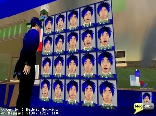 I've enjoyed the FaceAnimCube for a while now, but I have found myself wishing for some extra features. I've started to build my own cube from scratch. Rather then using a dialog menu, I'm using images of each emotion and I let the end-user click two arrows to navigate back and forth between each one. When they find an image they like - they click on it. The current animation is always displayed above the HUD object - "Now playing: Wink". There are only 19 emotions available in SL and of course - the default for a total of 20 faces. I've got a lot more in store for this little gadget as well. I find it most helpful for photographs, but I want to set it up for regular chat as well. ;) From Dedric Mauriac via blogHUD