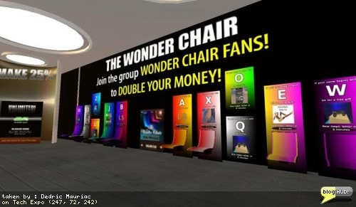 Look out lucky chair hoppers, there is a new chair in town. This chair comes in a wide variety of colors and styles. Some are even setup to hand out L$ insteadof prizes. Others will sometimes display a question mark rather than a letter so that people will invite more friends to try out the chair. It costs a little more then the original Lucky Chair but you have copy permissions so you can setup as many as you like. As an added bonus, you can sell the chairs through a special vendor and make 187 L$ profit on each sale. From Dedric Mauriac via blogHUD
