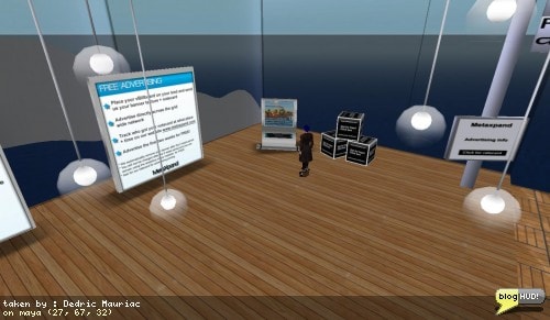 MetaXpand offers a billboard system that allows you to track visitors who come by. I often think that if a business solely relies on advertising revenue in order to support its non-advertising services, then things can go downhill quick in this up and down virtual world of advertising. If you don't mind banners and what content is on them, then this may be the solution for you. You gain access to website reports with free flash graphical barcharts. These guys could not afford to upgrade to a single site license (85 Euros), so that is another red flag there. You can also advertise for 2 weeks free on the network. After that, you'll need at least 5000 L$. From Dedric Mauriac via blogHUD.com