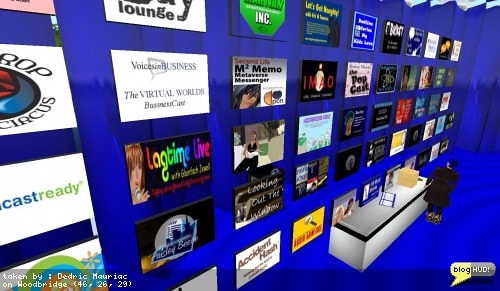 I sent out a notice to a group I belong to full of podcasters asking for images and urls so I can display them in my blue hair stadium. Crap Mariner sent me a box full of SL podcasts. I knew he had a few, but I hadn't realized how many. He also reminded me of his own second life podcast directory. I'll be working on setting up each advertisement to send the URL's of the podcast to the resident that touched it. From Dedric Mauriac via blogHUD.com