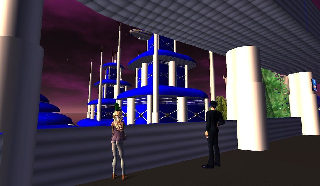 Well, I'm definately into the color blue. Very technical looking and clean. Looks great against the purple sky too. I wonder how I can improve it. Posted by Second Life Resident Dedric Mauriac. Visit Woodbridge.