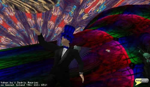 Just hanging out at Tuna's place. Chillin with the hat that he made for me too. I discovered a new program the other day called Filter Forge. It lets me make different types of textures that are procedurally generated. I sent tuna a few textures and he told me about a product he uses called Texture Maker. I hadn't realized how easy it was to make seemless textures before that were really wild. I used to make textures with the basic filters starting out with a bit of noise and distorting it. These new pieces of software make really wild textures now. From Dedric Mauriac via blogHUD.com