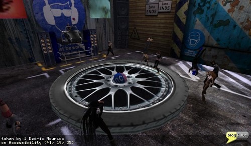 After hanging out at the Yak, TheDiva Rockin sent out a message that she was having another party at the parkade. As I went over a few minutes later, I saw Crap Mariner arrive in front of my eyes. A few of us actually showed up to have some fun who were over at the Lonely Yak. There are more improvements here this time. The flashing lights made me wish I had an animation for an epileptic seizure. Ok, not a funny moment, but ... who knows. They upgraded the dance ball to have a blokes side so that us guys could dance like men for a change. My avatar looks just as silly as I do in RL now. From Dedric Mauriac via blogHUD.com