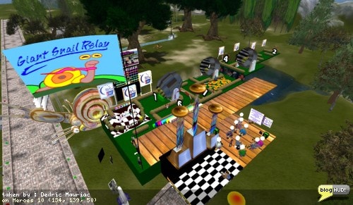 RacerX Gullwing, creator of the famouse giant snail races has a campsite with mini snail races! Everyone is gathering for a full RFL lap over all the sims for a commedic RFL lap. From Dedric Mauriac via bloghud.com