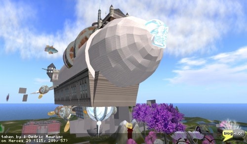 Pretty wild crystal skull on the front of a victorian/industrial blimp From Dedric Mauriac via bloghud.com