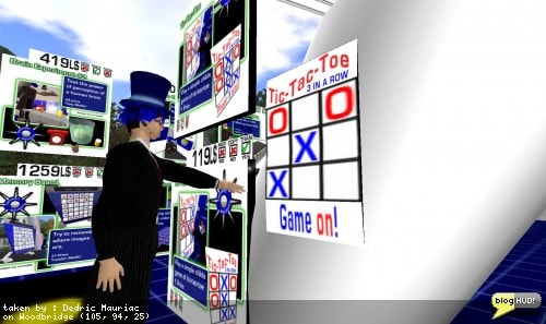 I completed my version of Tic-Tac-Toe and packaged it up for sale early this morning. I put a demonstration up in the shop. Their are four levels of difficulty: easy, normal, hard, and impossible. No one can win the impossible level, as the AI has a flawless strategy. The game only uses 1 prim, 1 image, and 1 mono script. It should have no problems on resources. It makes use of the new touch-based detection which is available in newer clients. I setup two vendors. One is for a transferrable game that you can give to friends. The other is for a copy version so you can setup as many as you like (but you can't give them away). From Dedric Mauriac via bloghud.com
