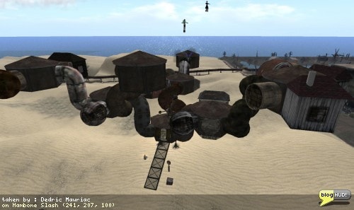 An odd sort of crazy house, this think keeps growing as you touch the roof and walls. People are invited to join in on the fun and design their own templates to add onto the mess of randomness. Each module is interconnected. Teleports help you climb, but you are on your own if you want to get back down. From Dedric Mauriac via bloghud.com