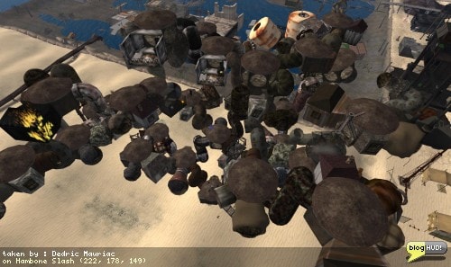 The post apocolyptic run-down shanty town style houses just keep growing - and exploding too. After a while, modules begin to detatch and start floating up into the sky before disappearing completely. A wild sight to see it happen here. Others are comming over and discovering how the town interacts with them in different modules. From Dedric Mauriac via bloghud.com