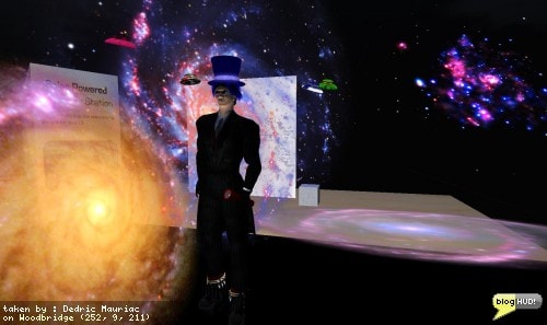 Rather than trying to layer RGB layers as individual prims, I switched over to just combining the layers in photoshop into one image. This is similar to looking at the original image, except that the color black is transparent. There are varrying differences of transparency throughout the images. An added benefit is that I don't have any of the alpha clipping and flashing. Things just keep getting awesomer every minute. However, it would have been great if I could have kept with the different layering, but had something that still looked good in color. I really wanted to see clouds of stellar gas spin faster then other parts. From Dedric Mauriac via bloghud.com