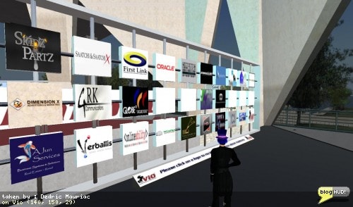 Learning about companies in SL is pretty simple here. You click on a picture and you get a notecard about who's who with the company, and what they do. From Dedric Mauriac via bloghud.com