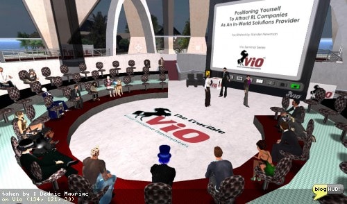 Xander Newman invited me to attend a presentation entitled; "Positioning yourself to attact RL companies as an in-world soltuions provider". I invited my friend, Fleche Xeno to get in on the action. We started off introucing ourselves and our skillsets, or the companies that some of the clients came from. From Dedric Mauriac via bloghud.com