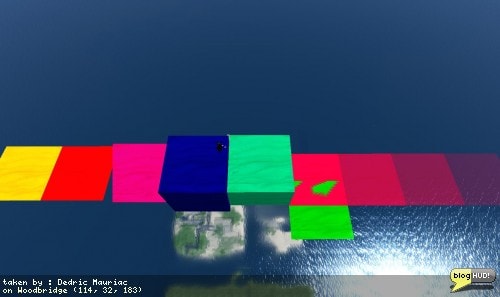 It turns out that anything at 400.000 meters and above are not rendered at all on region maps. When building sky boxes, keep this in mind and do not build too low.I have a few more tests that I am carrying out. I'm looking into transparency, as well as what happens when two prims at the same position/size overlap. I'm looking into depth as well. If a prims center is 400 meters or above, and it's thick enough so the base is below 400 meters, then will it show on the map? My guess is no - but I'd like to verify. Any reason to this? Not yet. Just playing around in the air. From Dedric Mauriac via bloghud.com