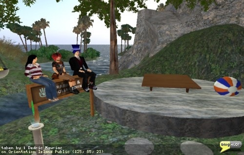 After talking with my sister about creating content for IMVU, I talked her into checking out SL. I invited her over to the public orientation island so that I could walk through the help stations with her. We met a nice person, Stormie Easterwood who came along to help her out as well. It's a bit awkward for her to walk around, but she is getting the hang of it. We spent a good while chatting with each other while setting on a sign. From Dedric Mauriac via bloghud.com