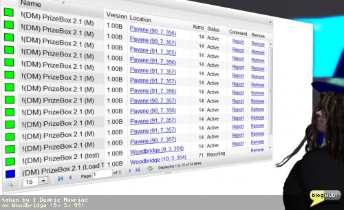 I streamlined my backend code a bit further to reduce the complexity of paging, sorting, and searching data. Overall, it should help improve future development for other paged sets of data. I also added another feature to indicate when in-world objects last communicated. It is color coded, but also has a tool tip that shows the number of weeks, days, hours, minutes, and seconds when contact was made. Only the top two units of measurement are displayed (1 week, 3 days or 5 days, 6 hours, etc.) No need to get too specific. From Dedric Mauriac via bloghud.com