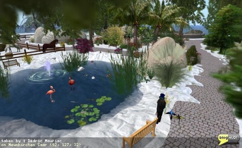 I found a place that is a great looking zoo. Once the snow melts, I'm sure it will be even better. There are many different types of animals to look at here as well as different types of vegitation. I have a few humming birds flapping around me and a squirrel gathering nuts (better late than never). This area overlooks a pond full of coy, flamingos, swans, ducks, and more. It's a bit busy here. The paths around here lead to more animals such as elephants, horses, an ant infestation, and more. From Dedric Mauriac via bloghud.com