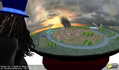 Looking around at available events, I found one featuring Dusty's Diorama. I arrived to find a small model railroad set with planes and an active volcano built mostly out of micro prims.The diorama was a winner of the People's Choice Award at UWA 3D Art & Design Challenge in November 2009, and was also a winner fo Show & Tell in Avaria in December 2009.It's impressive to look at the detail of the various items prsent in his minitature world. A note card is provided to find things in "Black Stump". Upon closer observation, various things in the model sport the name of Black Stump. You need to look around and find 15 things. Come on down and see if you can find the answers. From Dedric Mauriac via bloghud.com
